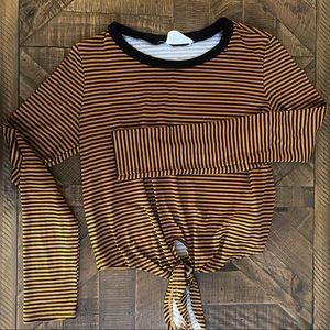 Mustard striped long sleeve tee